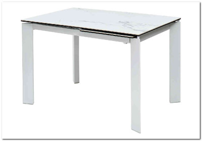 Стол CORNER 120 HIGH GLOSS STATUARIO керамика, стекло/ белый каркас, DISAUR