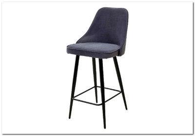 Полубарный стул NEPAL-PB СЕРЫЙ #27 велюр/ черный каркас (H=68cm)