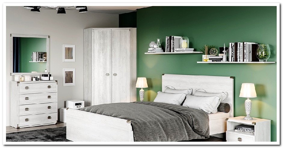 Мебель для спальни Индиана в белом цвете каньон фото в интерьере