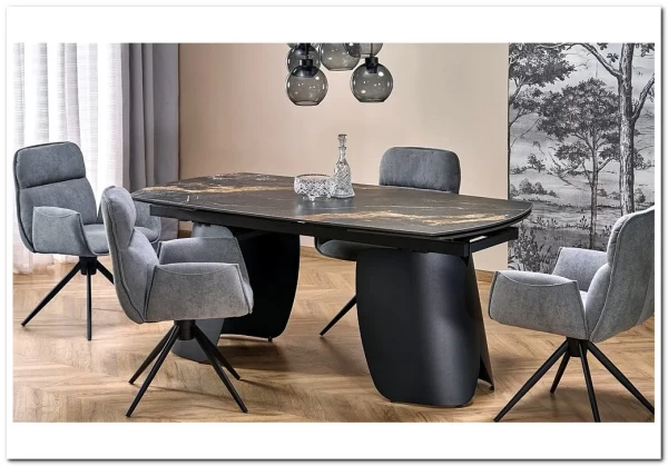 Стол обеденный Halmar FORUM 180 (черный мрамор/черный) заказать по цене 131 179 руб. в Перми Стол обеденный Halmar FORUM 180 (черный мрамор/черный) заказать по цене 131 179 руб. в Перми