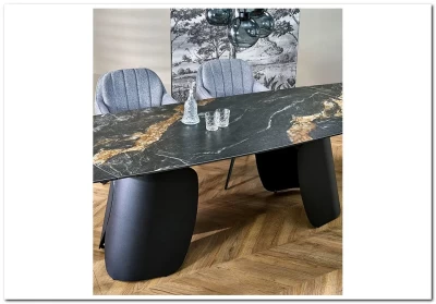 Стол обеденный Halmar FORUM 180 (черный мрамор/черный)