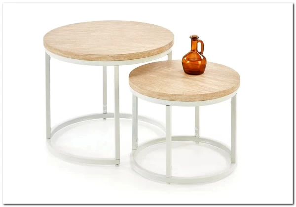 Комплект Halmar OREO (2 стола журнальных) (травертин/белый) заказать по цене 14 926 руб. в Перми Комплект Halmar OREO (2 стола журнальных) (травертин/белый) заказать по цене 14 926 руб. в Перми