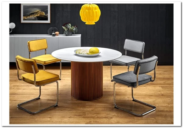 Стол обеденный Halmar BRUNO (белый мрамор/ореховый) заказать по цене 71 718 руб. в Перми Стол обеденный Halmar BRUNO (белый мрамор/ореховый) заказать по цене 71 718 руб. в Перми