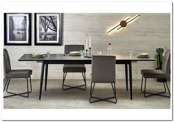 Стол обеденный Halmar CHARLES 180 раскладной (серый мрамор/черный) заказать по цене 74 489 руб. в Перми