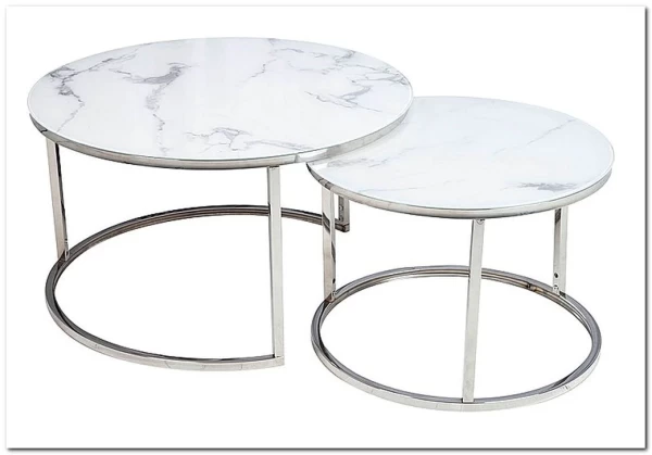 Комплект Signal ATLANTA B, 2 стола журнальных (эффект белого мрамора/хром) заказать по цене 30 330 руб. в Перми