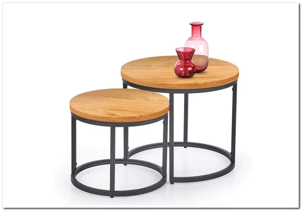 Комплект Halmar OREO 2 стола журнальных (дуб золотой/черный) заказать по цене 14 926 руб. в Перми Комплект Halmar OREO 2 стола журнальных (дуб золотой/черный) заказать по цене 14 926 руб. в Перми