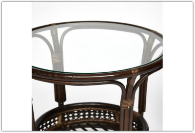 Террасный комплект "PELANGI" (стол со стеклом + 2 кресла) walnut (грецкий орех)