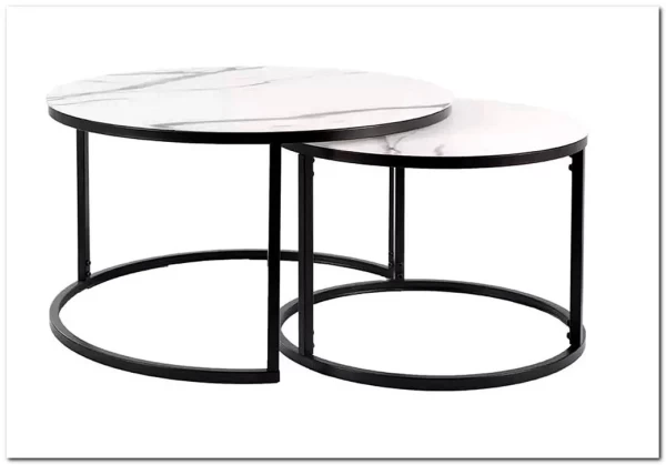 Комплект Signal ATLANTA C, 2 стола журнальных (эффект белого мрамора/черный мат) заказать по цене 28 333 руб. в Перми