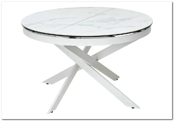 Стол TRENTO 120 HIGH GLOSS STATUARIO Белый мрамор глянцевый, керамика/ белый каркас заказать по цене 73 620 руб. в Перми
