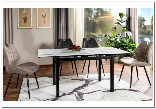 Стол обеденный Signal GD017 110 раскладной (белый мрамор/черный мат) заказать по цене 30 122 руб. в Перми