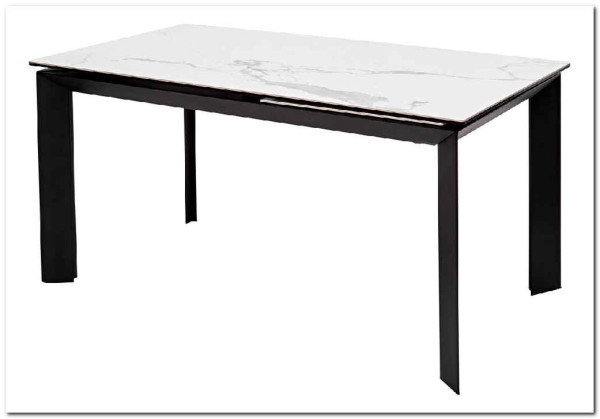 Стол CREMONA 140 HIGH GLOSS STATUARIO Белый мрамор глянцевый керамика/ черный каркас заказать по цене 74 610 руб. в Перми