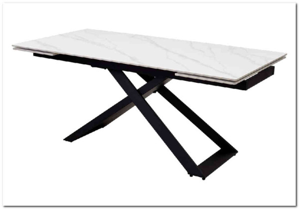 Стол LIVORNO 180 MATT WHITE MARBLE SOLID CERAMIC / BLACK заказать по цене 88 950 руб. в Перми