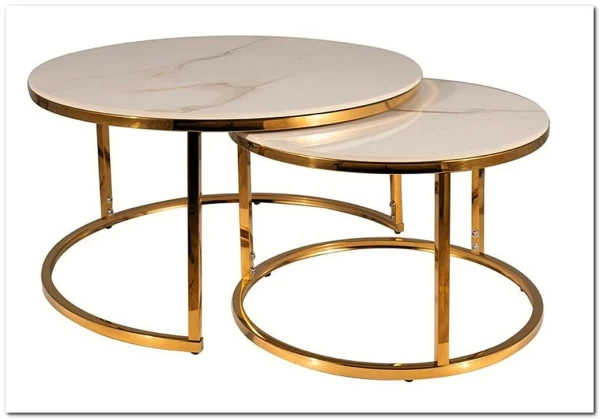 Комплект Signal PORTAFINO A, 2 стола журнальных (белый/золотой) заказать по цене 33 551 руб. в Перми