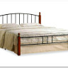 Купить Кровать AT-915 дерево гевея/металл 160*200 (Queen bed), красный дуб/черный с доставкой по России по цене производителя можно в магазине Другая Мебель в Перми