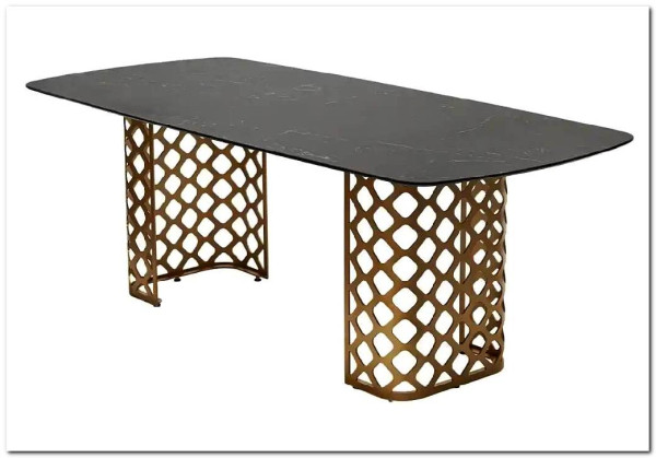 Стол CHIAVARI 220 KL-116 Черный мрамор матовый, итальянская керамика / бронзовый, DISAUR заказать по цене 96 480 руб. в Перми