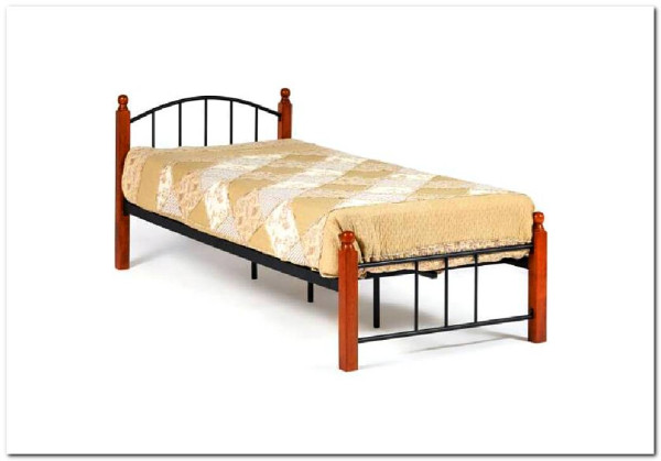 Купить Кровать AT-915 дерево гевея/металл 90*200 (Single bed), красный дуб/черный с доставкой по России по цене производителя можно в магазине Другая Мебель в Перми