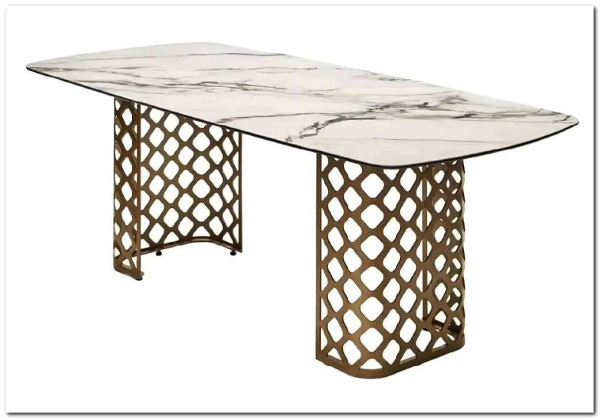 Стол CHIAVARI 220 KL-188 Контрастный мрамор матовый, итальянская керамика / Шампань, DISAUR заказать по цене 96 480 руб. в Перми