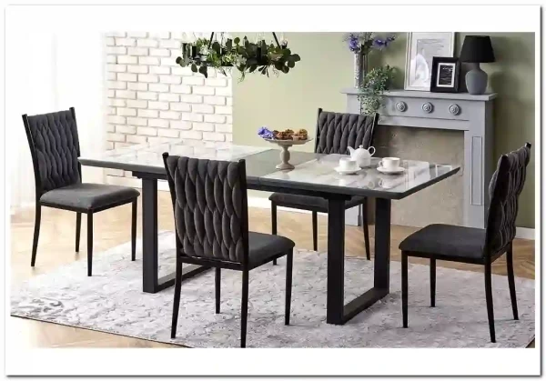 Стол обеденный Halmar MARLEY раскладной (белый мрамор/серый/черный) заказать по цене 71 038 руб. в Перми Стол обеденный Halmar MARLEY раскладной (белый мрамор/серый/черный) заказать по цене 71 038 руб. в Перми