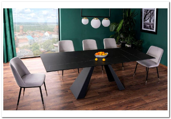 Стол обеденный Signal SALVADORE Ceramic 160 раскладной (черный Sahara Noir/черный мат) заказать по цене 136 583 руб. в Перми