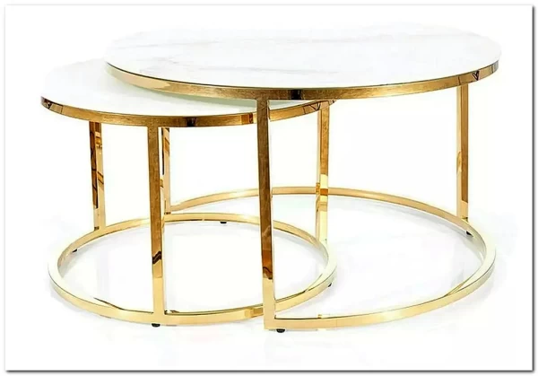 Комплект Signal MUSE, 2 стола журнальных эффект белого мрамора/золотой заказать по цене 63 068 руб. в Перми