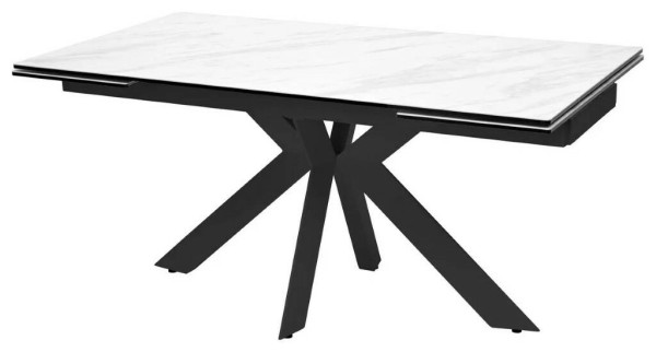 Стол BELLUNO 160 MARBLES KL-99 Белый мрамор матовый, итальянская керамика/ черный каркас заказать по цене 124 150 руб. в Перми