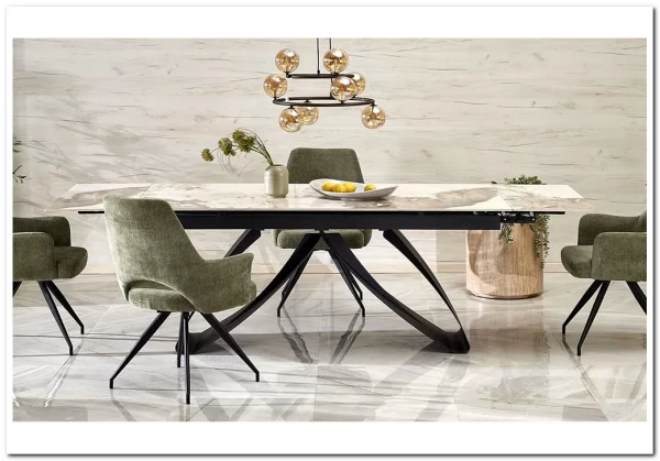Стол обеденный Halmar HILARIO 180 раскладной (белый мрамор/черный) заказать по цене 122 998 руб. в Перми Стол обеденный Halmar HILARIO 180 раскладной (белый мрамор/черный) заказать по цене 122 998 руб. в Перми