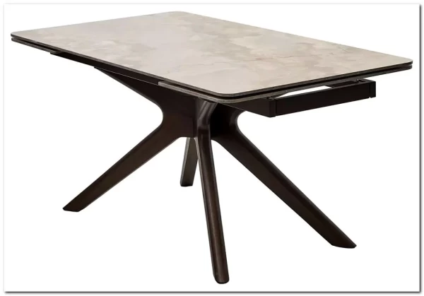 Стол ЭДЕР (EDER) 160 цвет АМБЕР ЖАДЕ (GLOSS AMBER JADE SOLID CERAMIC) / ОРЕХ, ®DISAUR заказать по цене 105 300 руб. в Перми