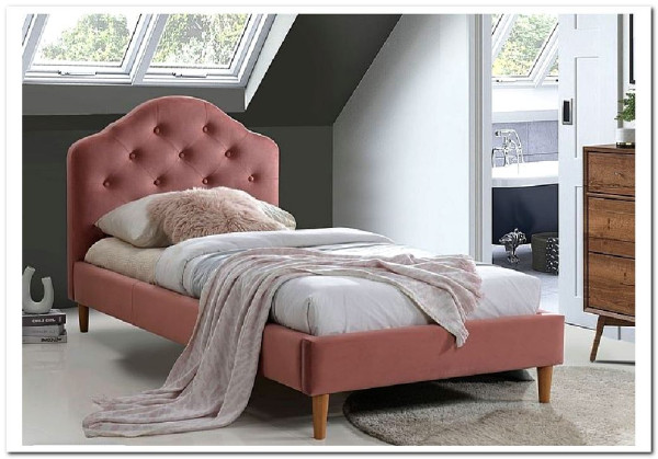 Кровать Signal CHLOE VELVET BLUVEL 52 (античный розовый/дуб) 90/200 заказать по цене 44 292 руб. в Перми