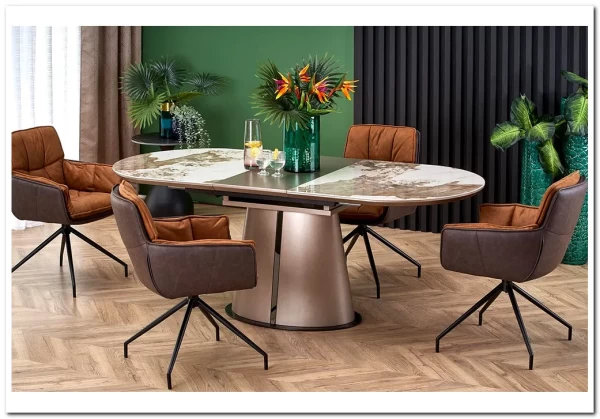 Стол обеденный Halmar ROBINSON (бежевый мрамор/капучино/черный) заказать по цене 114 517 руб. в Перми Стол обеденный Halmar ROBINSON (бежевый мрамор/капучино/черный) заказать по цене 114 517 руб. в Перми