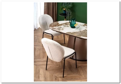 Стол обеденный Halmar ROBINSON (бежевый мрамор/капучино/черный)