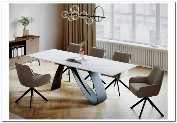 Стол обеденный Signal DIUNA Ceramic 160 раскладной (Statuario Venato белый/черный мат) заказать по цене 156 634 руб. в Перми
