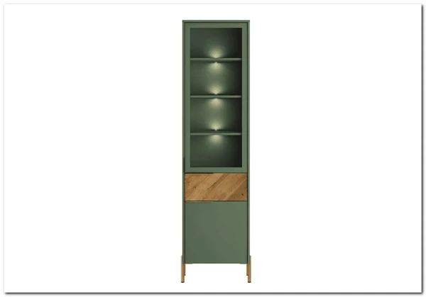Витрина Siena REG1W1D1S дымчатый зеленый/дуб вотан BRW заказать по цене 28 950 руб. в Перми