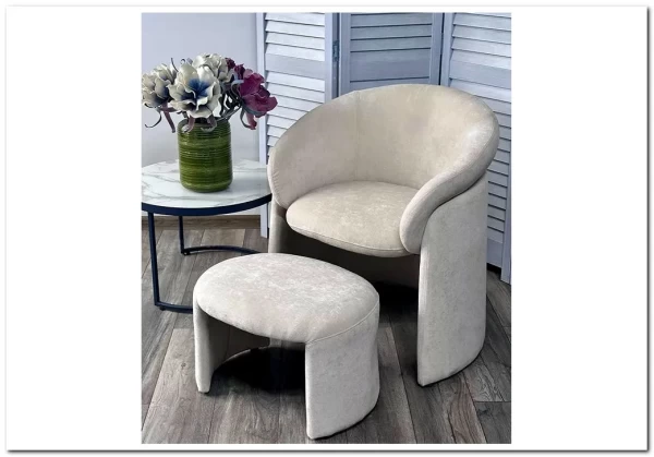 Кресло+оттоманка HUG AT5139-09 Св. бежевый, ткань/каркас металл в обивке AT5139-09 ®DISAUR заказать по цене 25 500 руб. в Перми Кресло+оттоманка HUG AT5139-09 Св. бежевый, ткань/каркас металл в обивке AT5139-09 ®DISAUR заказать по цене 25 500 руб. в Перми