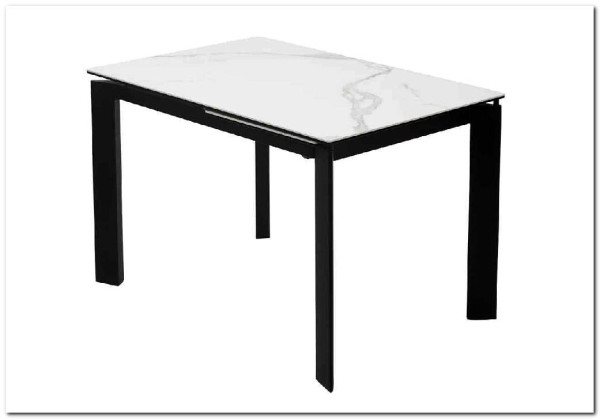 Стол CORNER 120 MATTE STATUARIO Белый мрамор матовый керамика, стекло/ черный каркас, DISAUR заказать по цене 59 400 руб. в Перми