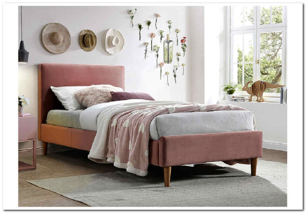 Кровать Signal ACOMA VELVET BLUVEL 52 (античный розовый/дуб) 90/200 заказать по цене 35 086 руб. в Перми