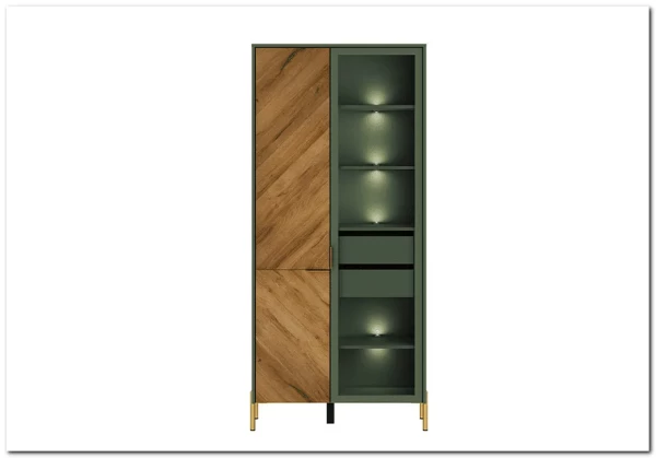 Витрина Siena REG1W1D дымчатый зеленый/дуб вотан BRW заказать по цене 43 630 руб. в Перми
