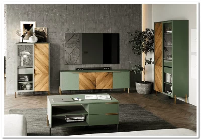 Витрина Siena REG1W1D дымчатый зеленый/дуб вотан BRW