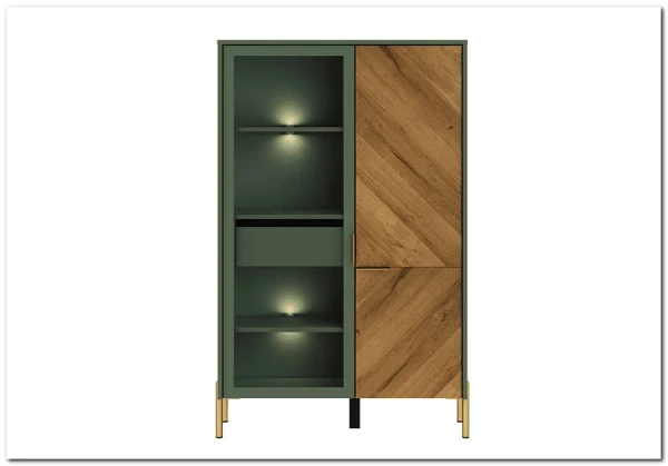 Витрина Siena REG1W1D/140 дымчатый зеленый/дуб вотан BRW заказать по цене 33 980 руб. в Перми