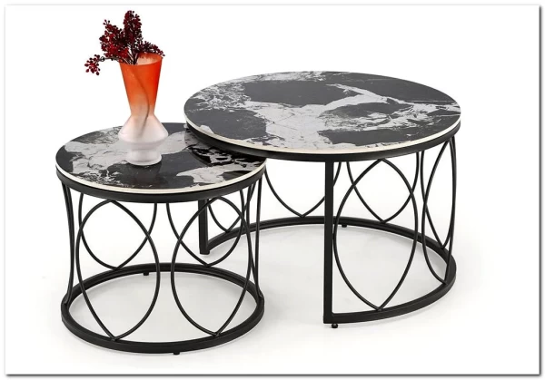 Комплект Halmar ALEXANDRA, 2 стола журнальных (черный мрамор/черный) заказать по цене 28 214 руб. в Перми