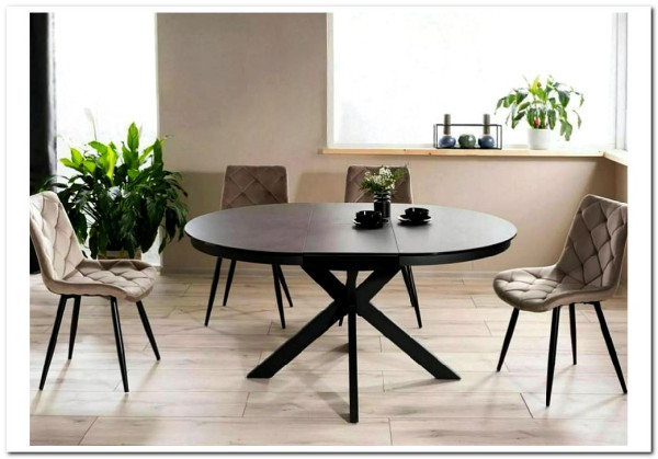 Стол обеденный Signal PORTO Ceramic 120 раскладной (темно-серый мрамор/черный мат) заказать по цене 135 701 руб. в Перми