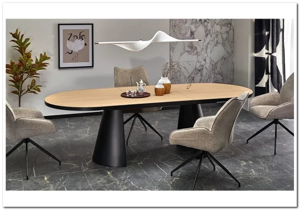 Стол обеденный Halmar GIACOMO 180 раскладной (натуральный/черный) заказать по цене 74 121 руб. в Перми Стол обеденный Halmar GIACOMO 180 раскладной (натуральный/черный) заказать по цене 74 121 руб. в Перми