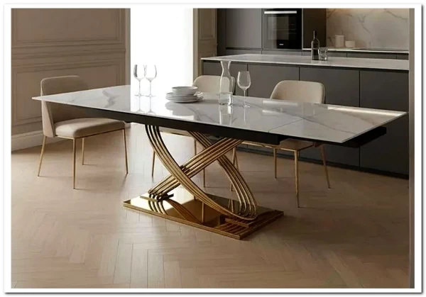 Стол обеденный Signal HERMES II 160 (эффект белого мрамора/золотой) заказать по цене 132 348 руб. в Перми