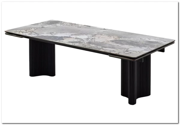 Стол АДАЖИО 240 (320) см MINERAL STONE NATURAL, керамика / Черный каркас заказать по цене 123 150 руб. в Перми