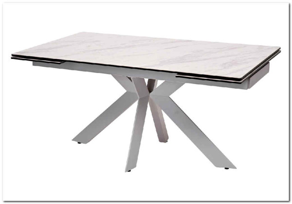 Стол BELLUNO 160 MARBLES KL-99 Белый мрамор матовый итальянская керамика/ белый каркас заказать по цене 99 320 руб. в Перми
