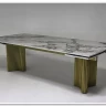 Стол АДАЖИО-2 240 (320) см ARCTIC OCEAN, керамика / Золотой каркас заказать по цене 123 150 руб. в Перми