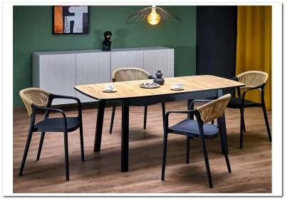 Стол обеденный Halmar BARRIL 130 (дуб артизан/черный)