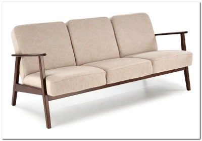 Диван HALMAR MILANO 3S tap. Castel 15 бежевый/орех