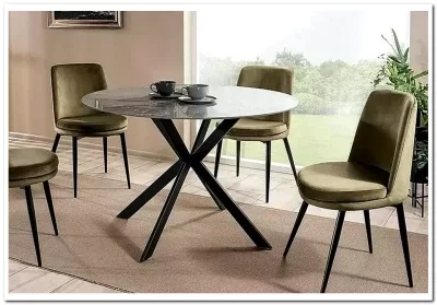 Стол обеденный Signal TALIA (эффект серого мрамора/черный)