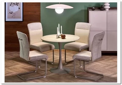 Стол обеденный Halmar TOLIO 90 (травертин/кашемир)