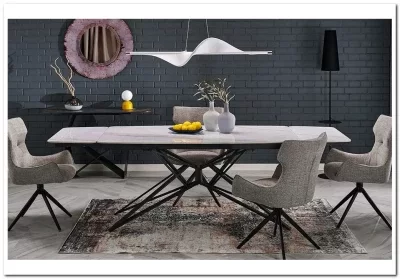 Стол обеденный Halmar ALFREDO 160 (белый мрамор/черный)